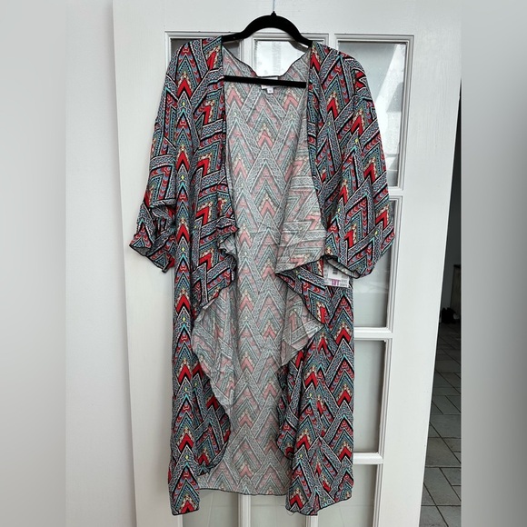 LuLaRoe Shirley Long Open Front Duster Kimono Cardigan Boho Aztec Size M NWT - Picture 10 of 10